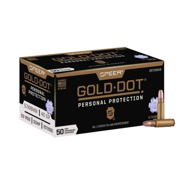 Speer Gold Dot 5.7x28mm 40 grain Gold Dot Hollow Point Centerfire Pistol Ammunition 500 rounds
